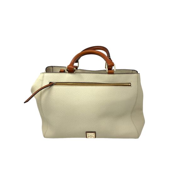 Dooney & Bourke Pebble Grain Leather Small Satchel Bag Purse Bone White - Picture 1 of 11